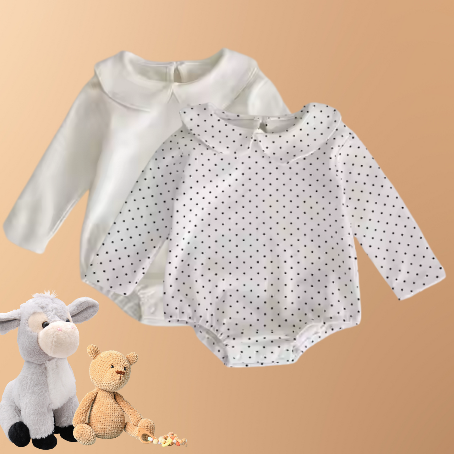 Xavier & Beau Newborn Baby Romper – Gestreepte Lange Mouwen Voorjaarsoutfit (0-3 Jaar) | Zachte Katoenmix Knoopsluiting Jumpsuit voor Meisjes